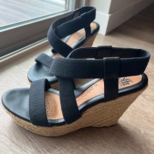 Sofft Leather Espadrille Wedge Sandals